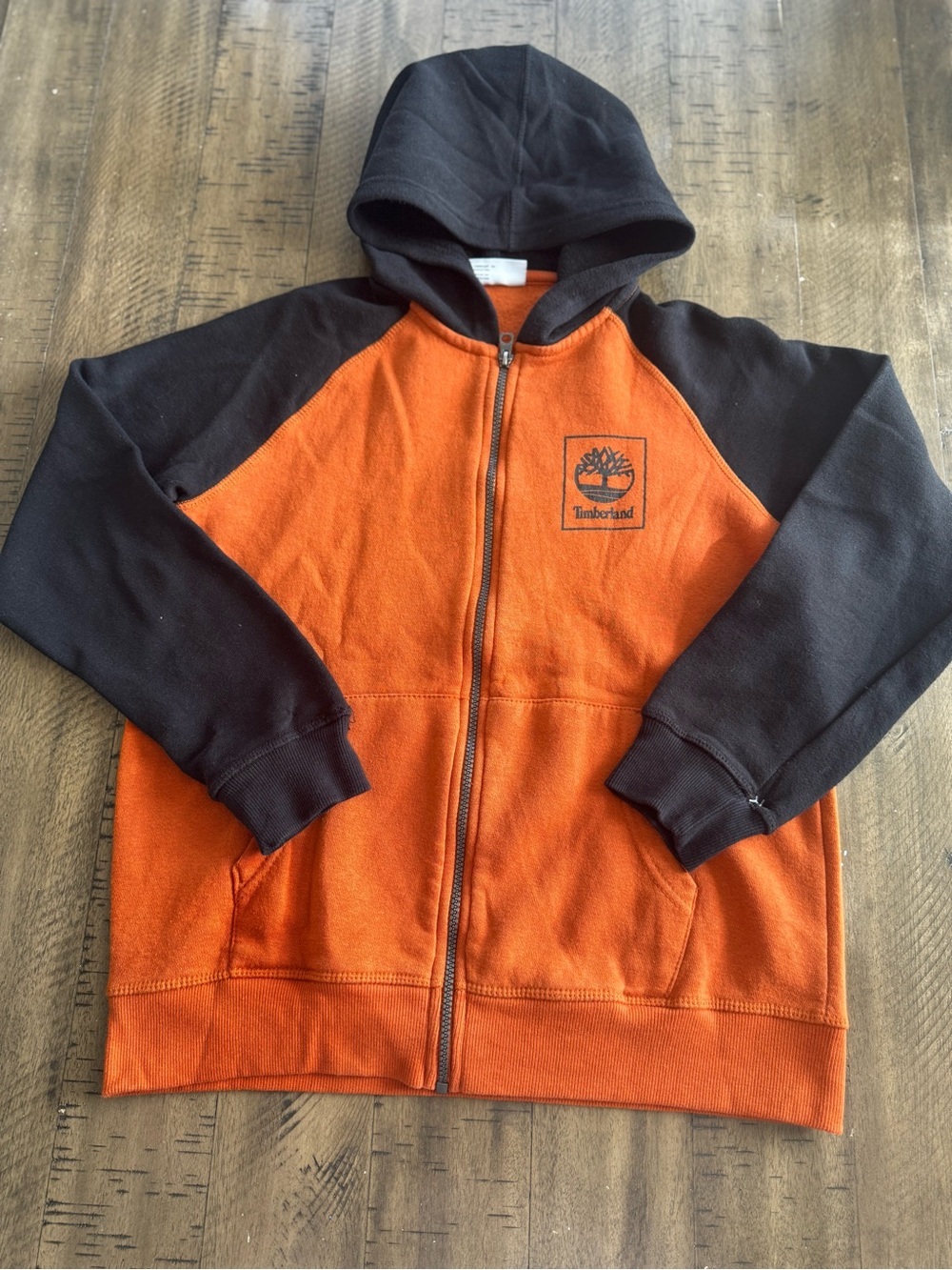 Timberland Kids Orange and Black Full-Zip Hoodie - Picture 11 of 12